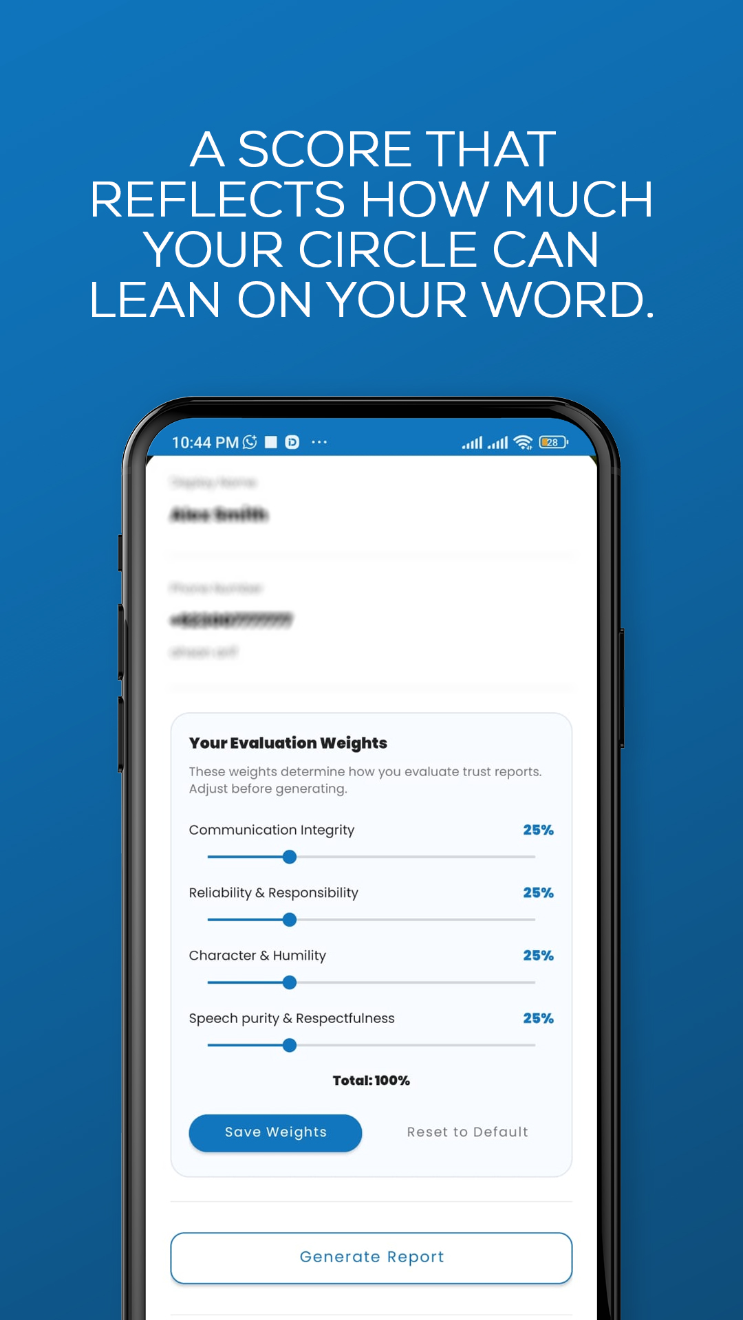 Credail Trust Score — Evaluation Weights